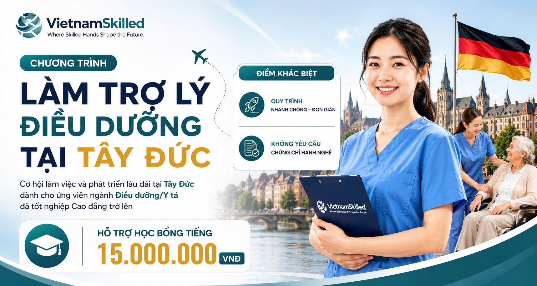 Chương trình Làm trợ lý điều dưỡng tại Tây Đức — Hỗ trợ học bổng tiếng 15.000.000 VNĐ